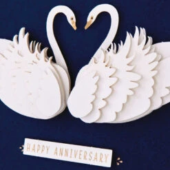 Hallmark Lasting Love, Swans Anniversary Card For Couple 13 Hallmark Lasting Love, Swans Anniversary Card For Couple -Hallmark Gift Shop White Swans on Navy Blue Anniversary Card 859LAD4573 04