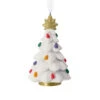 Vintage Pottery Christmas Tree Hallmark Ornament -Hallmark Gift Shop White Vintage Ceramic Tree Christmas Ornament 1HGO3516 01