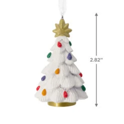 Vintage Pottery Christmas Tree Hallmark Ornament -Hallmark Gift Shop White Vintage Ceramic Tree Christmas Ornament 1HGO3516 04
