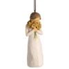 Willow Tree Warm Embrace Ornament, 4" 1 Willow Tree Warm Embrace Ornament, 4" -Hallmark Gift Shop Willow Tree Girl Holding Yellow Flowers Figurine Ornament 28015 01