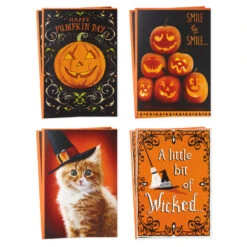 Hallmark Pumpkins And Witches Assorted Halloween Cards, Pack Of 8
