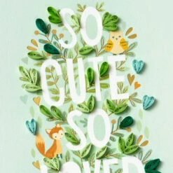 Hallmark So Cute And Loved Quilled Paper Handmade New Baby Card -Hallmark Gift Shop Woodland Creatures in Branches New Baby Card 1099LAD3211 04