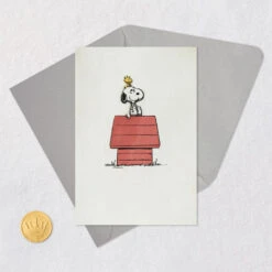 Hallmark Peanuts® Snoopy And Woodstock Blank Card -Hallmark Gift Shop Woodstock on Snoopys Head Blank Card 659LAD4819 04