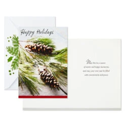 Hallmark Wreath And Pine Branch Boxed Christmas Cards With Seals, Pack Of 40 -Hallmark Gift Shop Wreath and Pine Branch Bulk Boxed Christmas Cards 1BXX1020 04