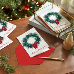 Hallmark Greenery Wreath Pine-Scented Boxed Christmas Cards, Pack Of 12 -Hallmark Gift Shop Wreath and Pine Scent Boxed Christmas Cards 1XPX2718 08