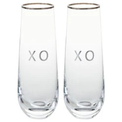 Hallmark XO Stemless Champagne Flutes, Set Of 2