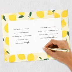 Hallmark You're One Of A Kind Birthday Card -Hallmark Gift Shop Yellow Lemons on White Birthday Card 799HBD4877 07